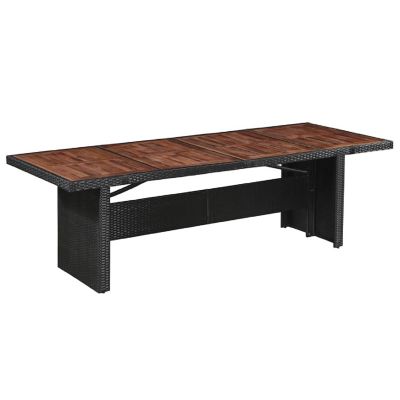 vidaXL Patio Table 94.5"x35.4"x29.1" Poly Rattan and Solid Acacia Wood Image 1