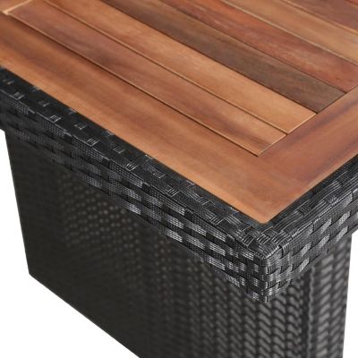 vidaXL Patio Table 94.5"x35.4"x29.1" Poly Rattan and Solid Acacia Wood Image 2