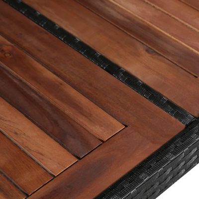 vidaXL Patio Table 94.5"x35.4"x29.1" Poly Rattan and Solid Acacia Wood Image 3