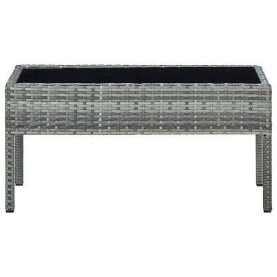 vidaXL Patio Table Gray 29.5"x15.7"x14.6" Poly Rattan Image 2