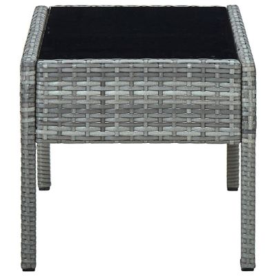 vidaXL Patio Table Gray 29.5"x15.7"x14.6" Poly Rattan Image 3
