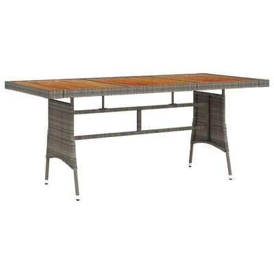 vidaXL Patio Table Gray 63"x27.6"x28.3" Poly Rattan & Solid Acacia Wood Image 1