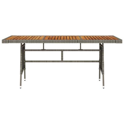vidaXL Patio Table Gray 63"x27.6"x28.3" Poly Rattan & Solid Acacia Wood Image 2