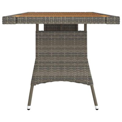 vidaXL Patio Table Gray 63"x27.6"x28.3" Poly Rattan & Solid Acacia Wood Image 3