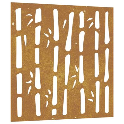 vidaXL Patio Wall Decoration 21.7"x21.7" Corten Steel Bamboo Design Image 1