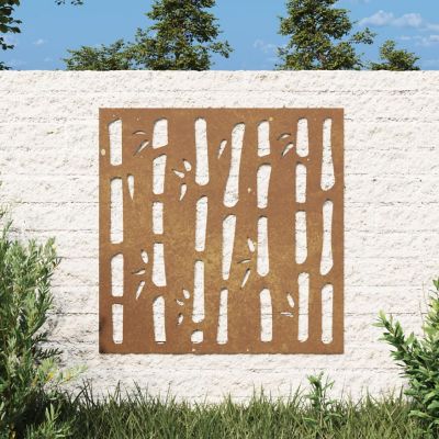 vidaXL Patio Wall Decoration 21.7"x21.7" Corten Steel Bamboo Design Image 1