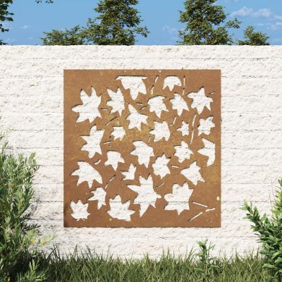 vidaXL Patio Wall Decoration 21.7"x21.7" Corten Steel Maple Leaf Design Image 1