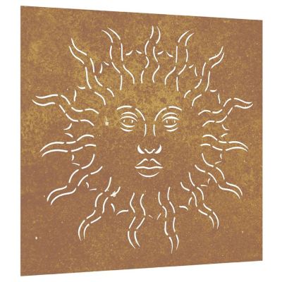 vidaXL Patio Wall Decoration 21.7"x21.7" Corten Steel Sun Design Image 1