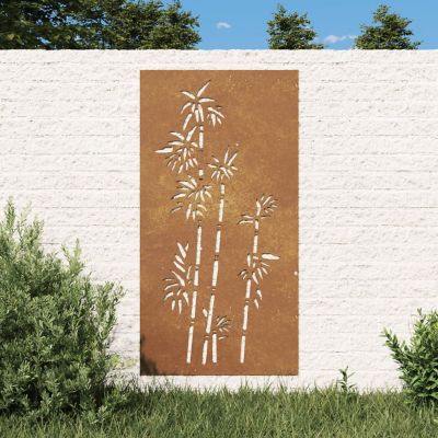vidaXL Patio Wall Decoration 41.3"x21.7" Corten Steel Bamboo Design Image 1