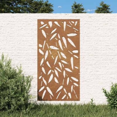 vidaXL Patio Wall Decoration 41.3"x21.7" Corten Steel Bamboo Leaf Design Image 1
