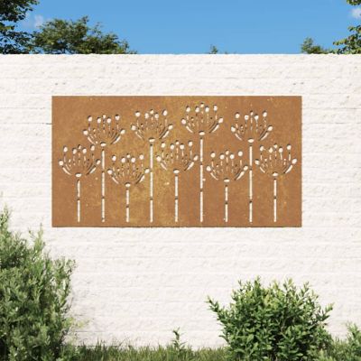 vidaXL Patio Wall Decoration 41.3"x21.7" Corten Steel Flower Design Image 1