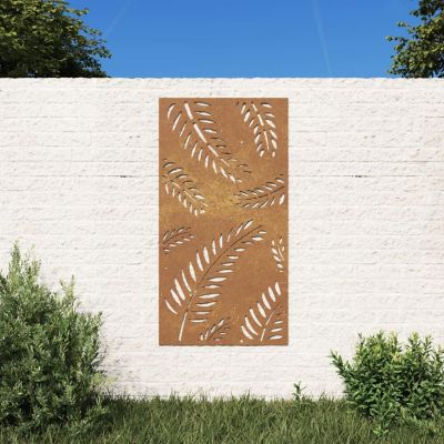 vidaXL Patio Wall Decoration 41.3"x21.7" Corten Steel Leaf Design Image 1