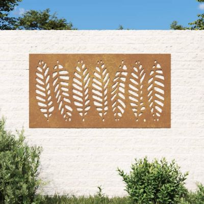 vidaXL Patio Wall Decoration 41.3"x21.7" Corten Steel Leaf Design Image 1