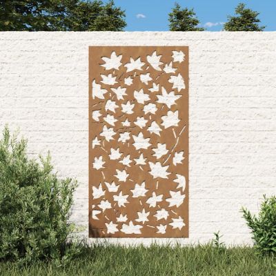 vidaXL Patio Wall Decoration 41.3"x21.7" Corten Steel Maple Leaf Design Image 1