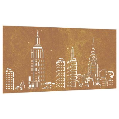 vidaXL Patio Wall Decoration 41.3"x21.7" Corten Steel Skyline Design Image 1