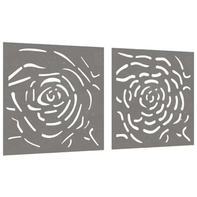 vidaXL Patio Wall Decorations 2 pcs 21.7"x21.7" Corten Steel Rose Design Image 2