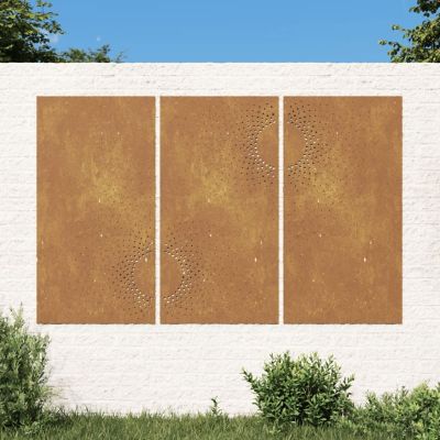 vidaXL Patio Wall Decorations 3 pcs 41.3"x21.7" Corten Steel Sun Design Image 1