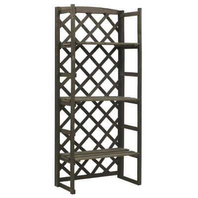 vidaXL Plant Stand with Trellis Gray 23.6"x11.8"x55.1" Solid Firwood Image 1