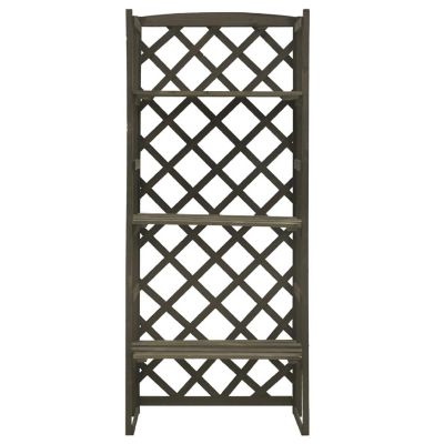 vidaXL Plant Stand with Trellis Gray 23.6"x11.8"x55.1" Solid Firwood Image 2