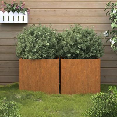 vidaXL Planters 2 pcs 19.3"x18.5"x18.1" Corten Steel Image 1