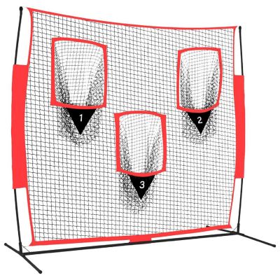 vidaXL Portable Baseball Net Black and Red 72"x41.3"x72" Polyester Image 1