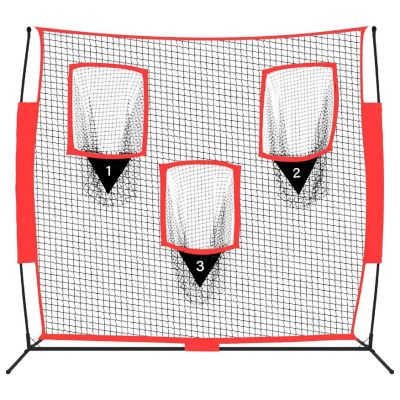 vidaXL Portable Baseball Net Black and Red 72"x41.3"x72" Polyester Image 3