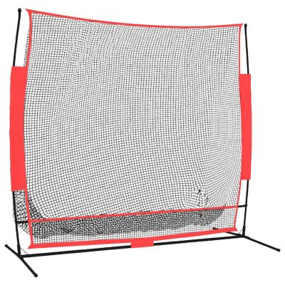 vidaXL Portable Baseball Net Black and Red 84.6"x42.1"x85" Polyester Image 1