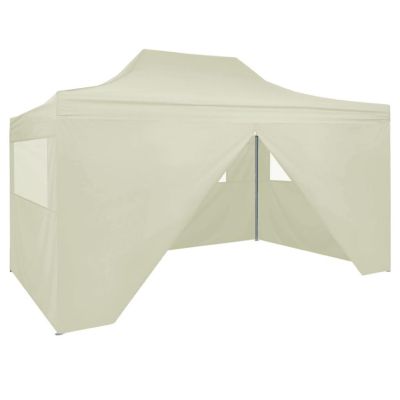 vidaXL Professional Folding Party Tent with 4 Sidewalls 9.8'x13.1' Steel Cream Image 1