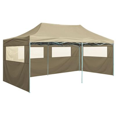 vidaXL Professional Folding Party Tent with 4 Sidewalls 9.8'x19.7' Steel Cream Image 1