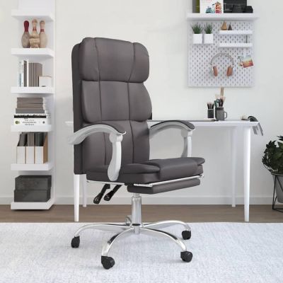 vidaXL Reclining Office Chair Gray Faux Leather Image 1