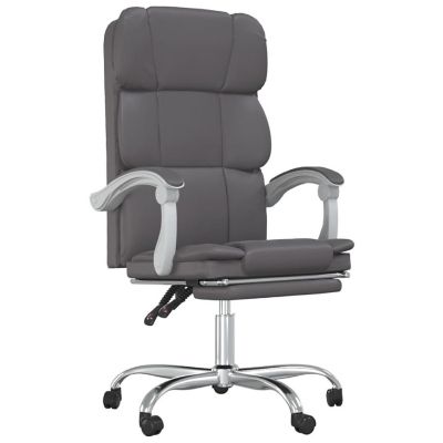 vidaXL Reclining Office Chair Gray Faux Leather Image 2