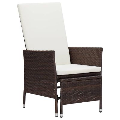 vidaXL Reclining Patio Chair with Cushions Poly Rattan Brown Image 1