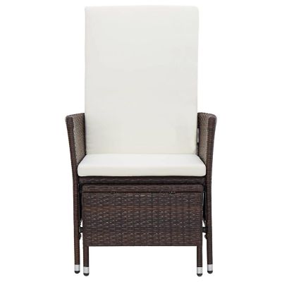 vidaXL Reclining Patio Chair with Cushions Poly Rattan Brown Image 3