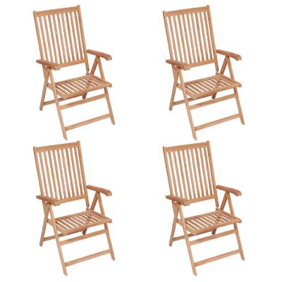 vidaXL Reclining Patio Chairs 4 pcs Solid Teak Wood Image 1