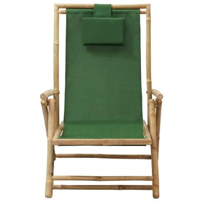 vidaXL Reclining Relaxing Chair Green Bamboo and Fabric Image 2