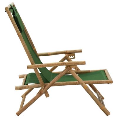 vidaXL Reclining Relaxing Chair Green Bamboo and Fabric Image 3