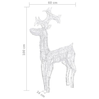 vidaXL Reindeer Christmas Decoration 90 LEDs 23.6"x6.3"x39.4" Acrylic Image 3