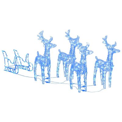vidaXL Reindeers & Sleigh Christmas Decoration 110.2"x11"x21.7" Acrylic reindeer and sleigh Image 1