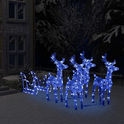 vidaXL Reindeers & Sleigh Christmas Decoration 110.2"x11"x21.7" Acrylic reindeer and sleigh Image 1