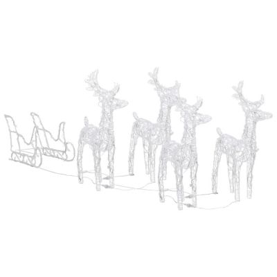 vidaXL Reindeers & Sleigh Christmas Decoration 110.2"x11"x21.7" Acrylic Image 1
