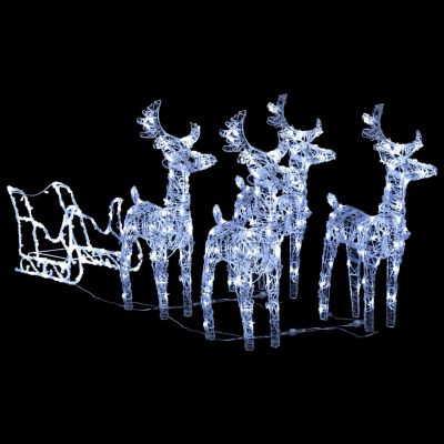 vidaXL Reindeers & Sleigh Christmas Decoration 110.2"x11"x21.7" Acrylic Image 2