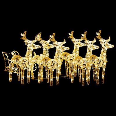 vidaXL Reindeers & Sleigh Christmas Decoration 320 LEDs Acrylic Xmas Ornament Image 1