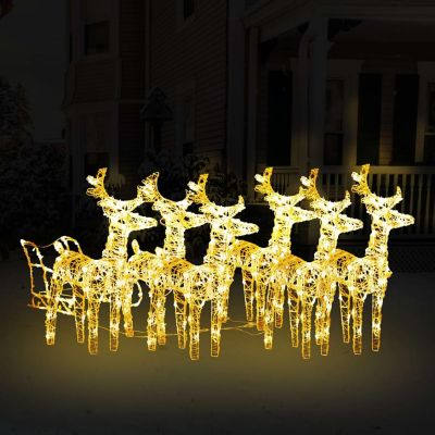 vidaXL Reindeers & Sleigh Christmas Decoration 320 LEDs Image 1