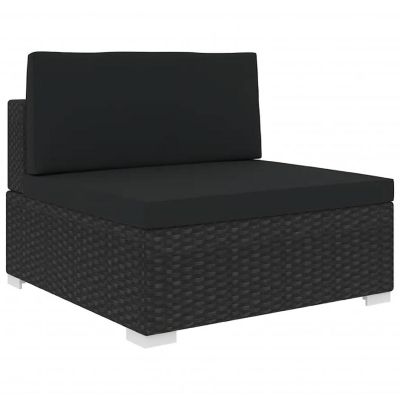 vidaXL Sectional Middle Seat with Cushions Poly Rattan Black Image 1