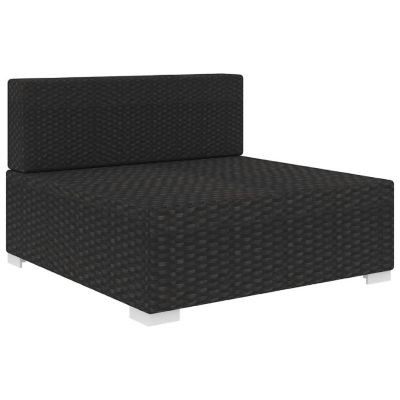 vidaXL Sectional Middle Seat with Cushions Poly Rattan Black Image 2
