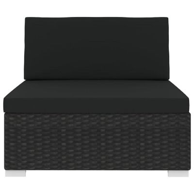 vidaXL Sectional Middle Seat with Cushions Poly Rattan Black Image 3