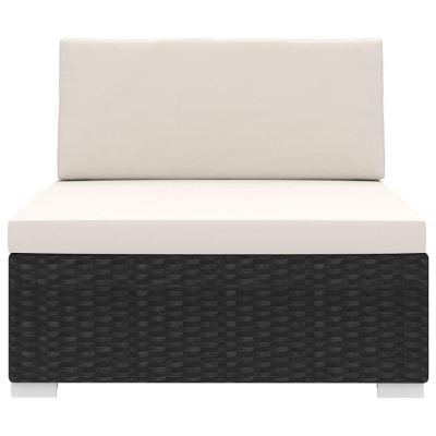 vidaXL Sectional Middle Sofas with Cushions Poly Rattan Black Image 3