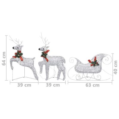 vidaXL Silver Reindeer & Sleigh Christmas Decoration with 60pc LED Lights Image 3