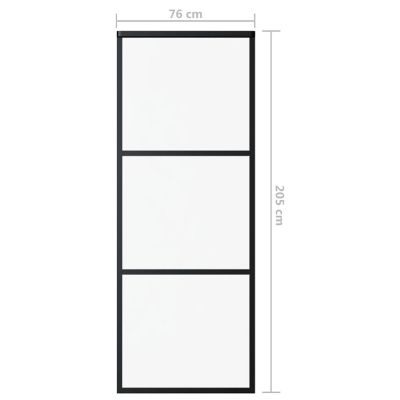 vidaXL Sliding Door ESG Glass and Aluminum 29.9"x80.7" Black Image 3