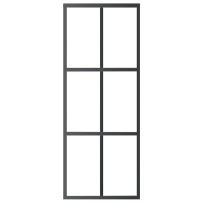 vidaXL Sliding Door ESG Glass and Aluminum 29.9"x80.7" Black Image 2